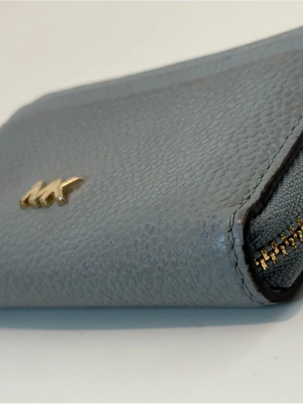 MICHAEL KORS ($138) Jet Set Travel Small  Steel Blue Pebbled Leather Wallet